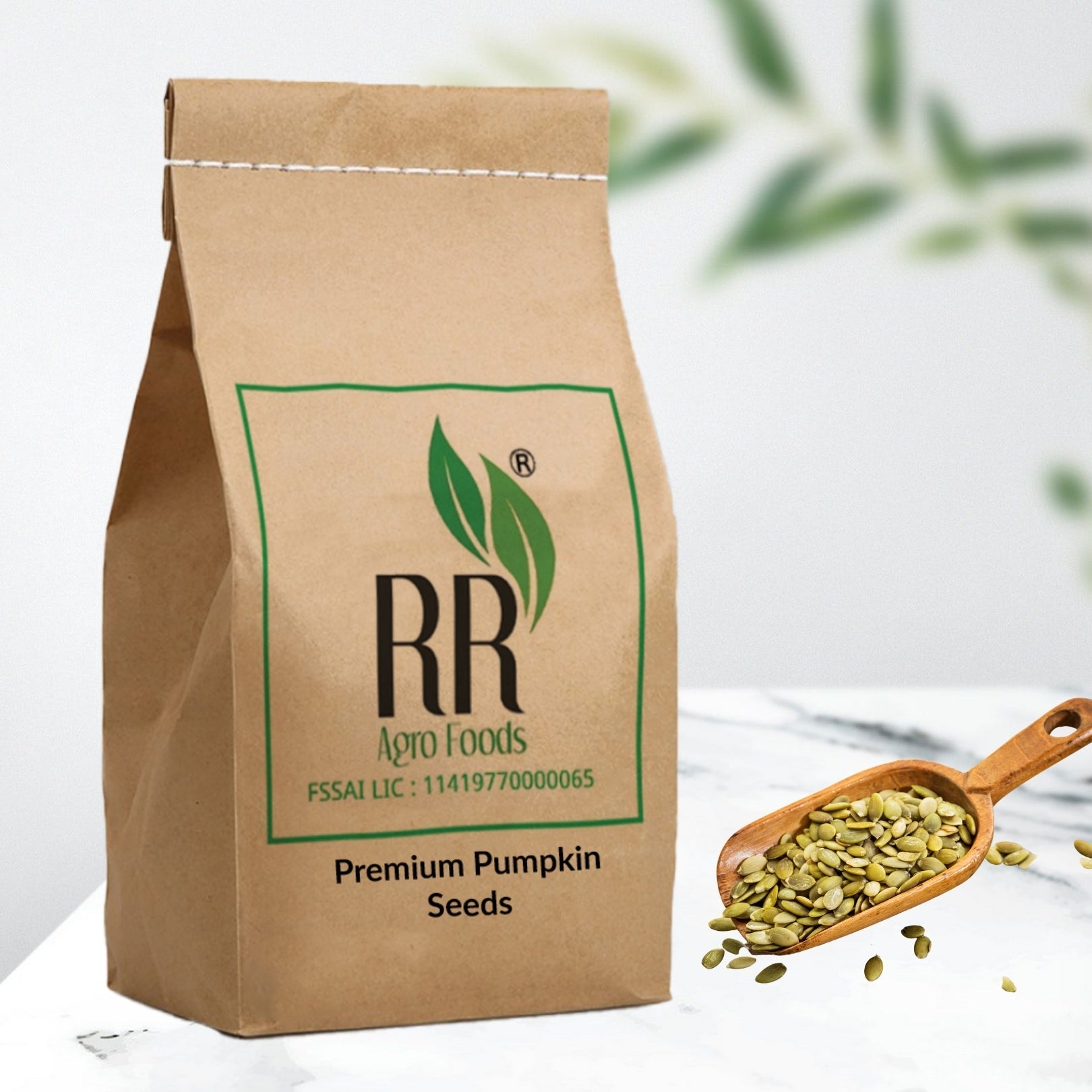 Package of RR Agro Foods Premium Pumpkin Seeds on a white background