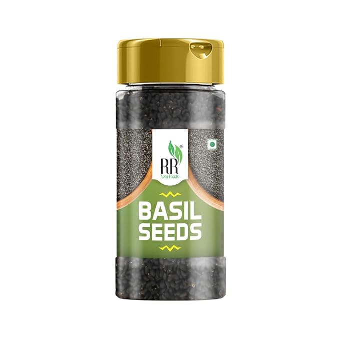 RR AGRO FOODS Basil Seeds For Weight Management | Sabja Seeds | Reduce Body Heat | Tukmaria/Tukhmalanga | Tulsi beej for Eating & Falooda | High in Fibre & Omega 3