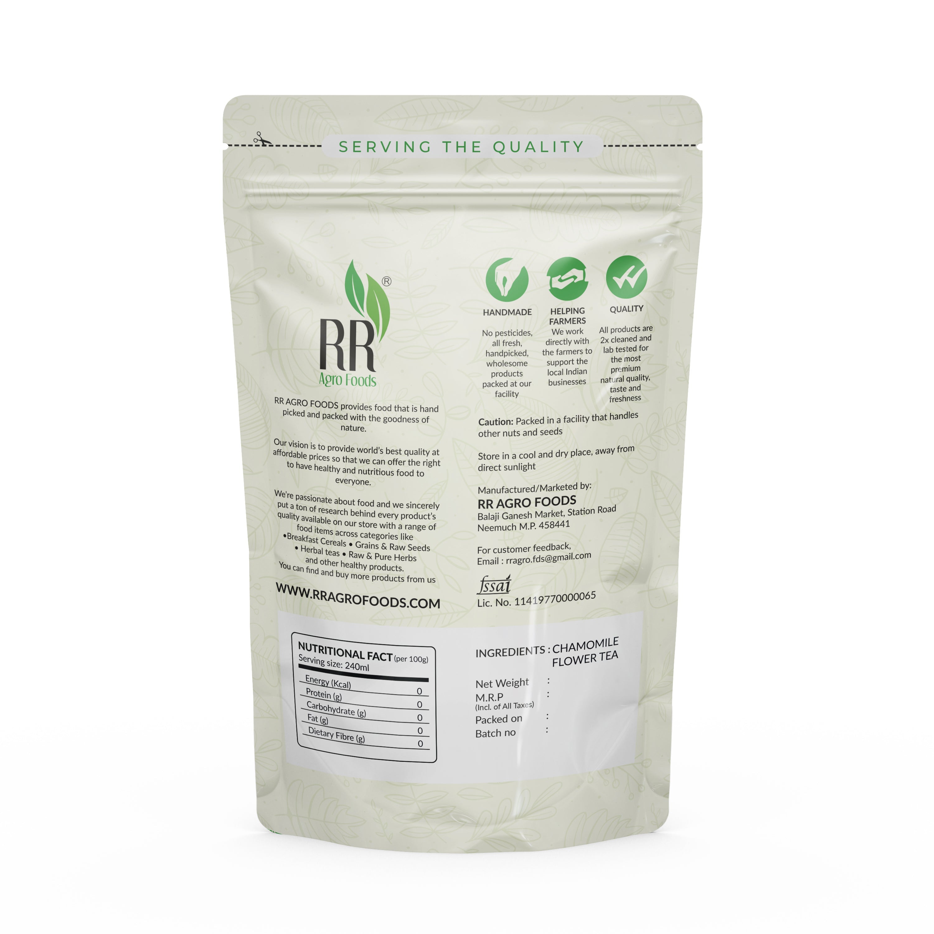 RR Agro Foods Chamomile Whole Flower – Detox & Calming Tea 50 GMS
