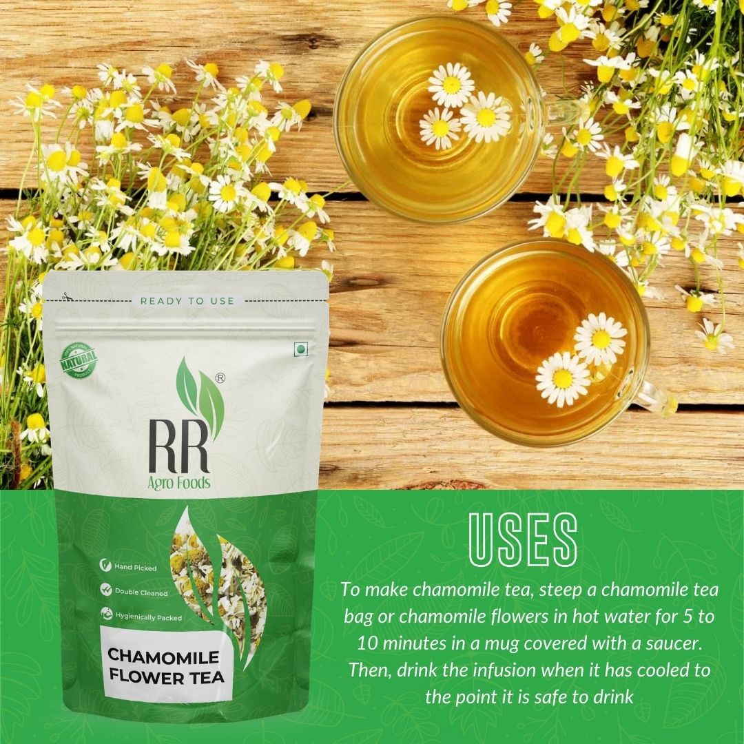 RR Agro Foods Chamomile Whole Flower – Detox & Calming Tea 50 GMS