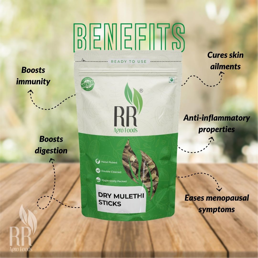 RR Agro Foods Mulethi | Glycyrrhiza Glabra | Yashtimadhu | Jeshthamadha | Dry Licorice Root