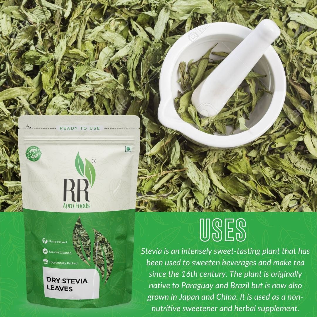 RR Agro Foods Premium Stevia Leaves | Natural Sweetner | Calorie Free | Immunity Booster