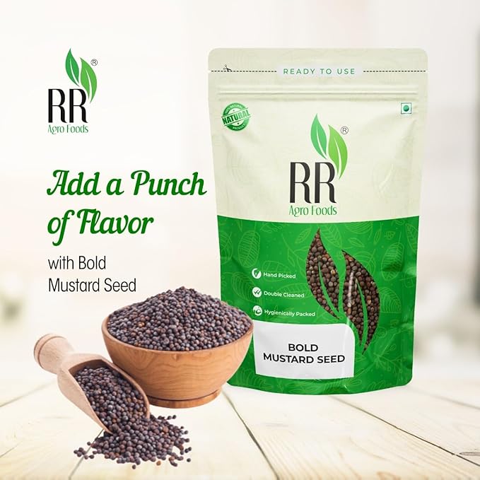 RR AGRO FOODS Black Mustard Seeds Bold  | Rai Dana | Sarson beej | Ava Ginjalu | Aavaalu | Sasive seeds | Whole Spice for Coocking, Seasoning and Pickle