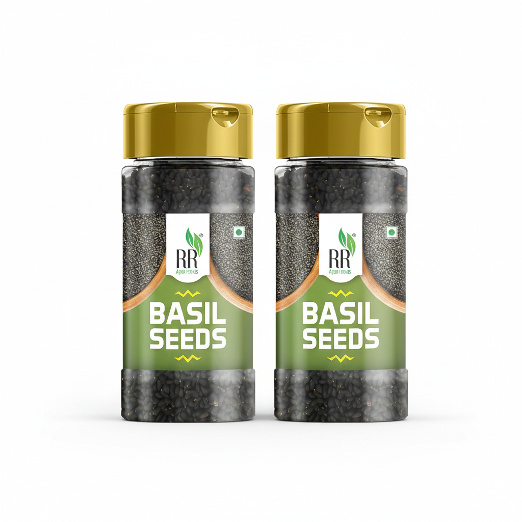 RR AGRO FOODS Basil Seeds For Weight Management | Sabja Seeds | Reduce Body Heat | Tukmaria/Tukhmalanga | Tulsi beej for Eating & Falooda | High in Fibre & Omega 3