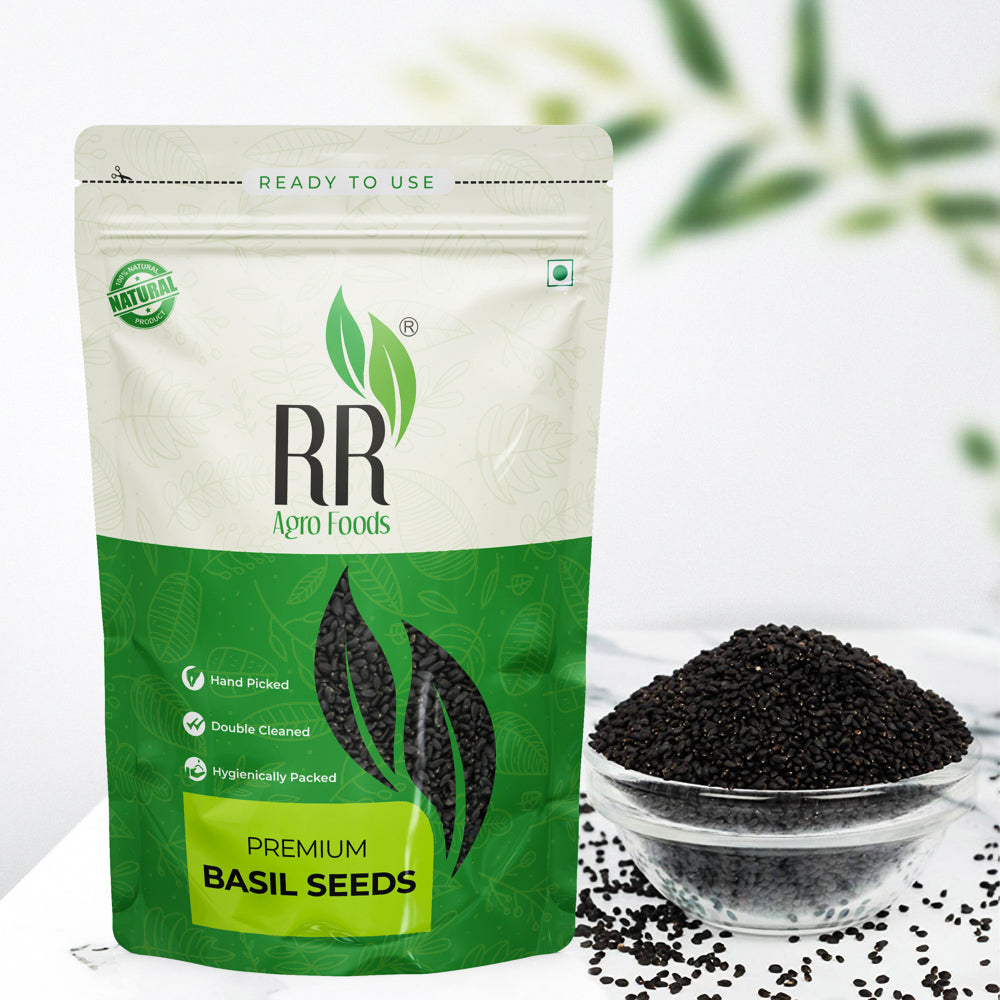 RR Agro Foods Basil Seeds | Sabja Seed | For Drink and Desserts |  Tukmaria Seeds for Weight Loss | Falooda Seed | Seeds for Eating | High in Fibre & Omega3