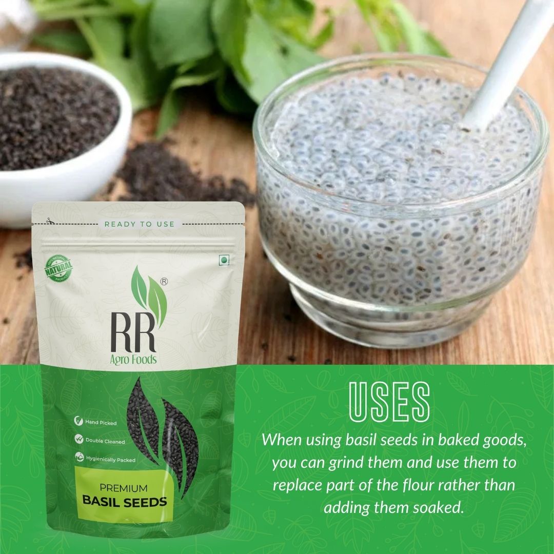 RR Agro Foods Basil Seeds | Sabja Seed | For Drink and Desserts |  Tukmaria Seeds for Weight Loss | Falooda Seed | Seeds for Eating | High in Fibre & Omega3