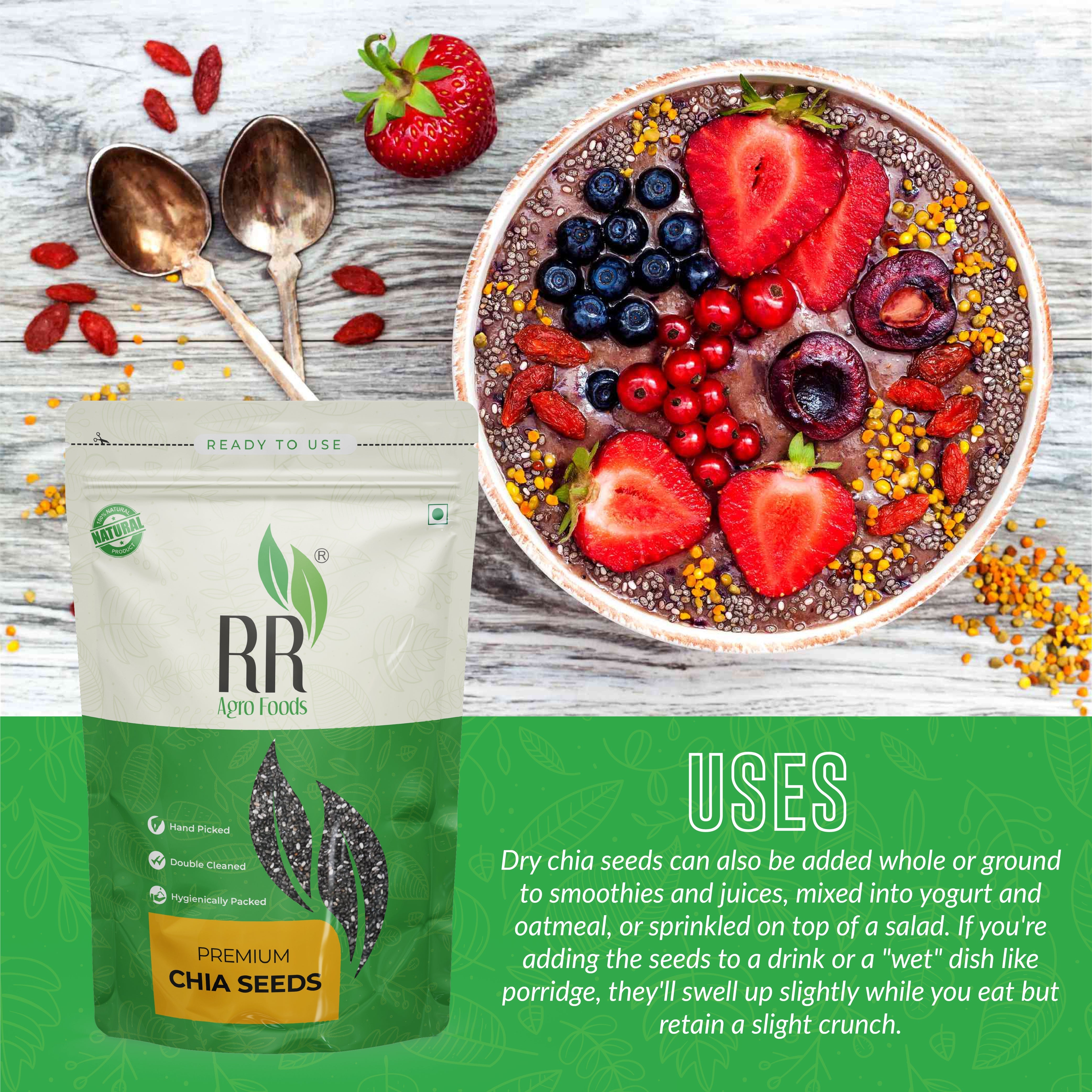 RR Agro Foods Premium Chia Seeds | Nutrient-Rich Superfood for Smoothies