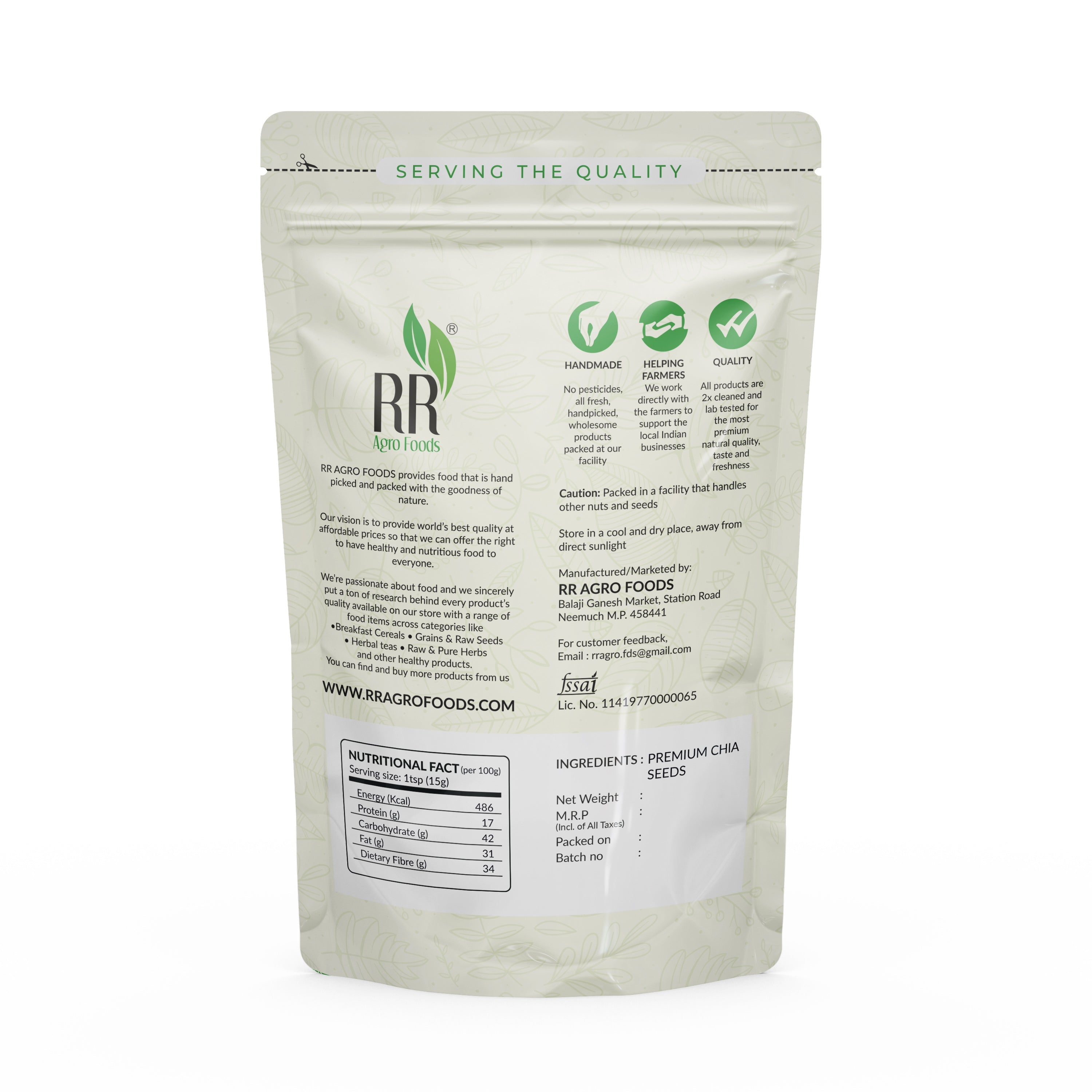 RR Agro Foods Premium Chia Seeds | Nutrient-Rich Superfood for Smoothies