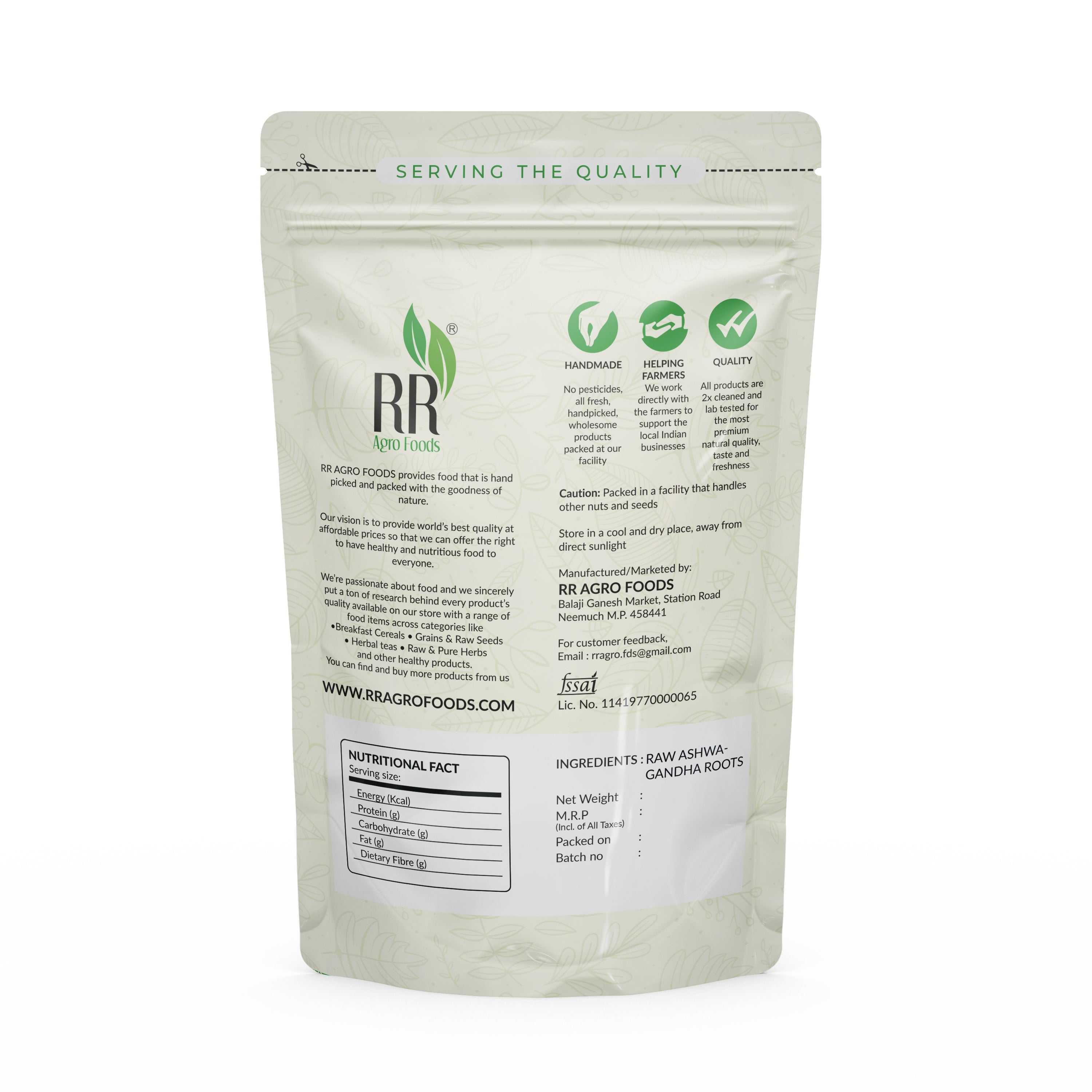 RR Agro Foods 100 % Natural Ashwagandha Roots (Withania somnifera)