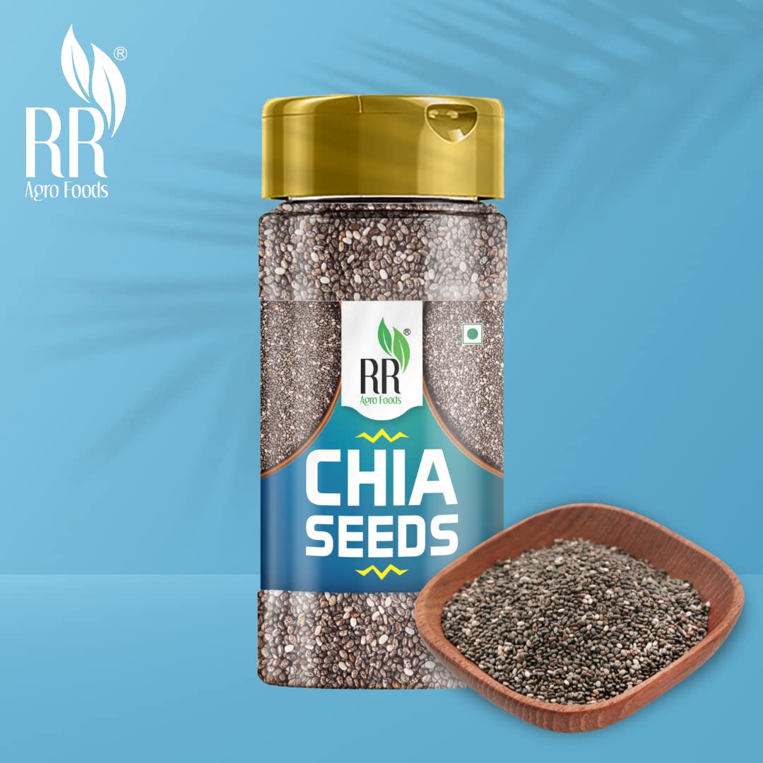 R R AGRO FOODS Premium Raw Chia Seeds Jar - Trial Pack | High in Omega-3 & Fiber | Raw Black Chia for Weight Loss in Pantry