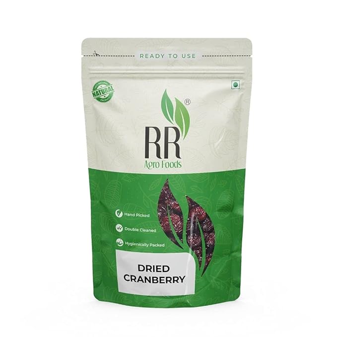 RR AGRO FOODS Dried Cranberries Sweet & Delicious Cranberry Dry Fruit Without Sugar (Gluten Free and Vegan)