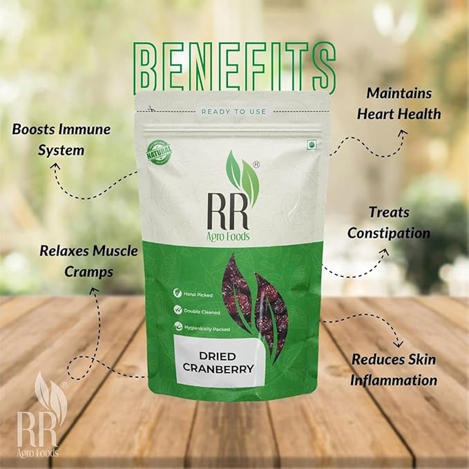RR AGRO FOODS Dried Cranberries Sweet & Delicious Cranberry Dry Fruit Without Sugar (Gluten Free and Vegan)