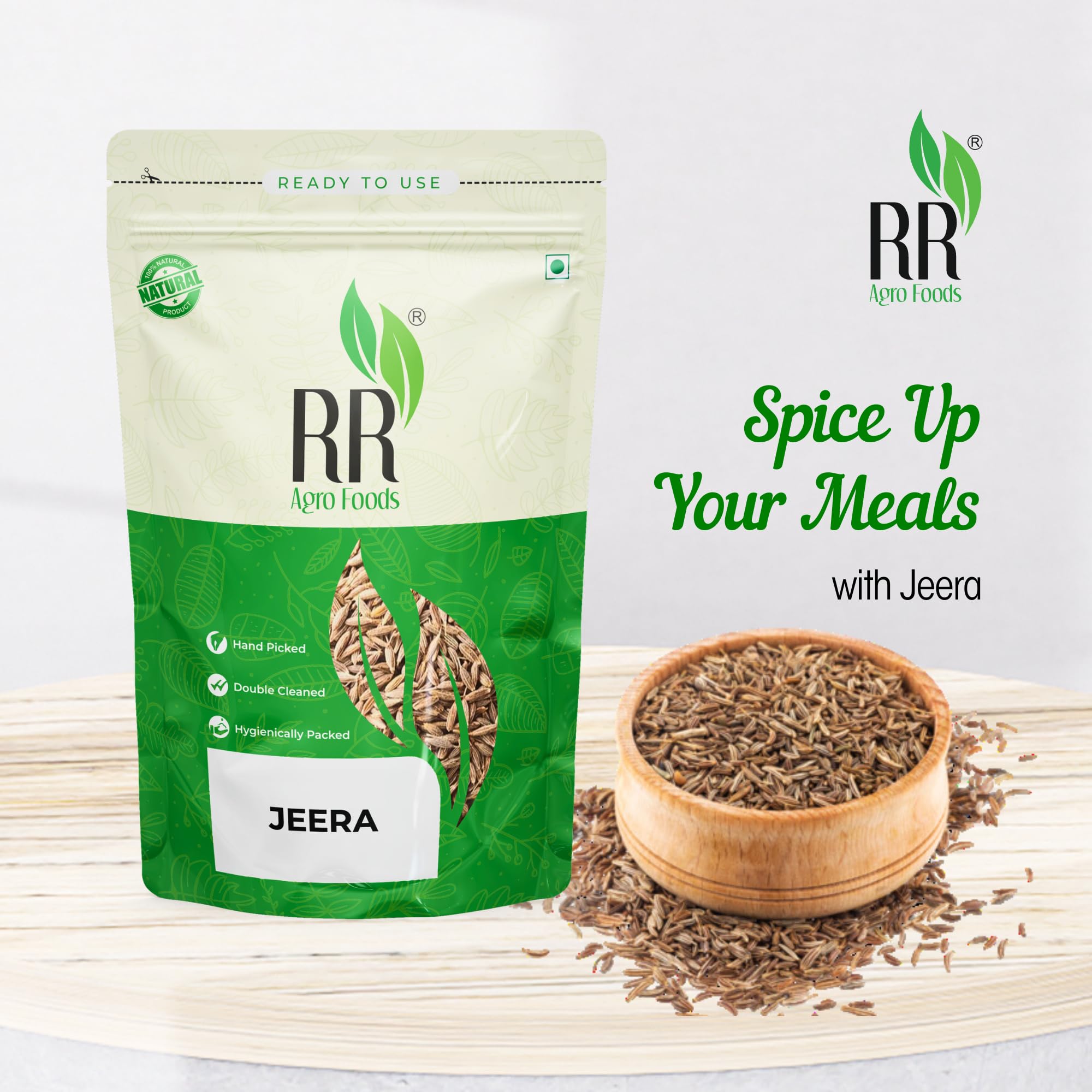 RR AGRO FOODS Whole Cumin Seed (Jeera)- Non-GMO - Rich in Antioxidants - Perfect for Cooking & Health Benefits