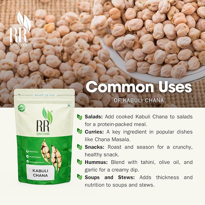 RR Agro Foods Kabuli Chana (Chickpeas)  – Garbanzo Beans - High Protein - Chole chana - Chickpeas